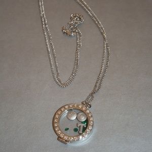 Tupperware necklace green swarovski charms